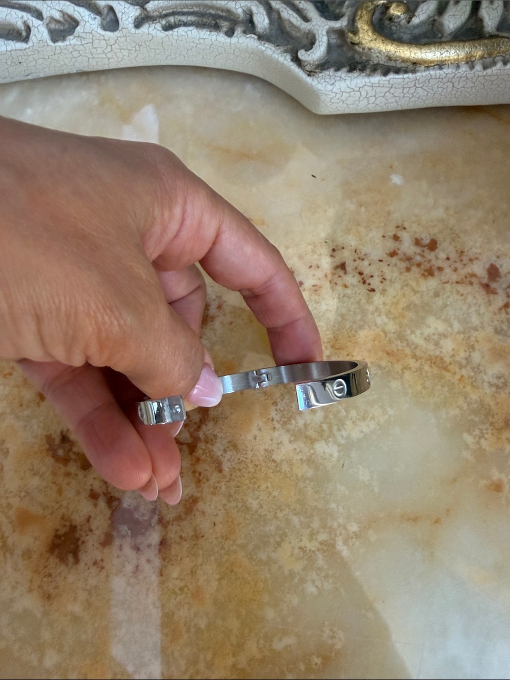 New Small white stainless Bangle - Picture 4 of 8